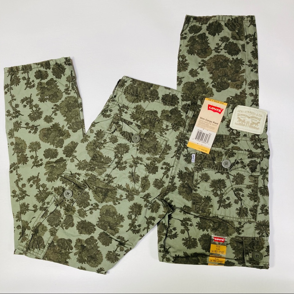 Levi's Kid's Plant Camo Print Cargo 511 Slims NWT